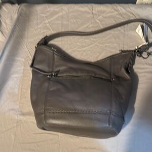 Gray Leather Shoulder Bag